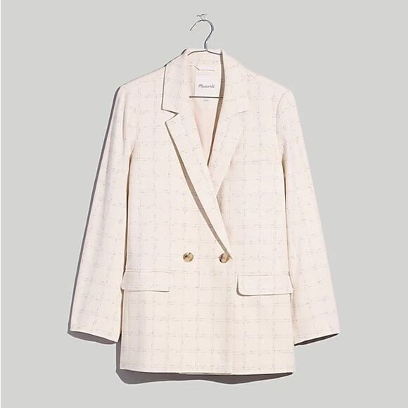 NWT! ✨ MADEWELL — Caldwell Double-Breasted Blazer in Ghent Plaid Large - Picture 1 of 6
